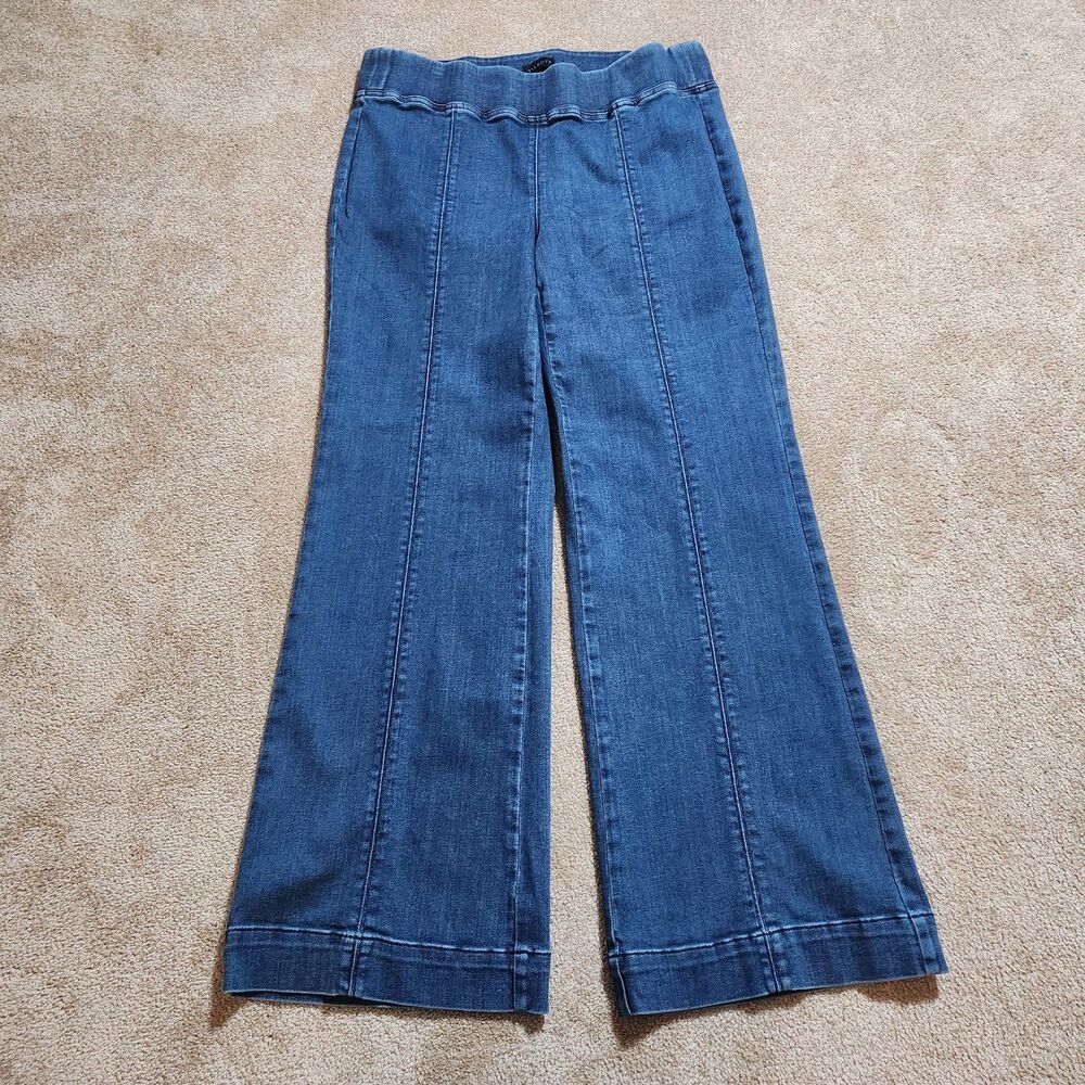 Talbots Travel Jeans Women XL High Rise Flare Leg Pull On Hanover Wash